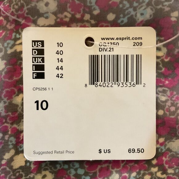 Esprit Y2K Whimsigoth Babydoll Tunic Top 10 Pink Micro Floral Fairy Semi Sheer - Picture 9 of 14